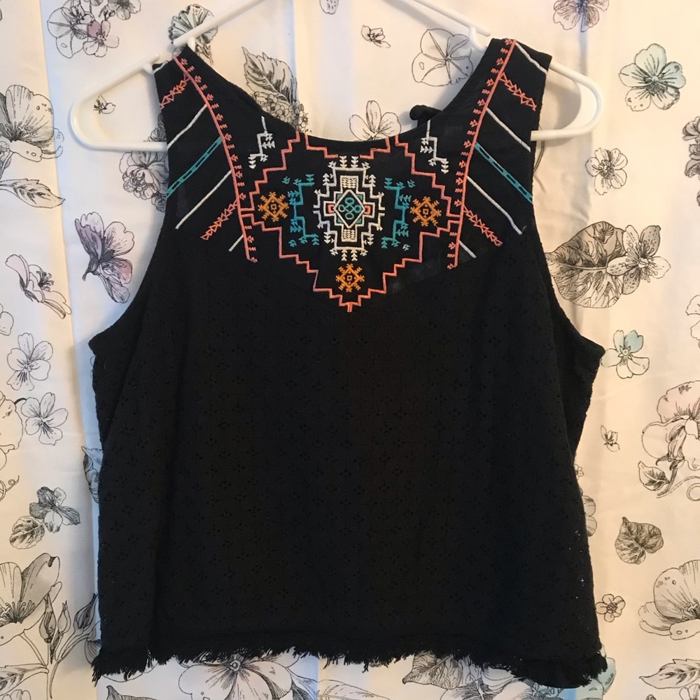 XHILARATION Embroidered Eyelet Crop Top